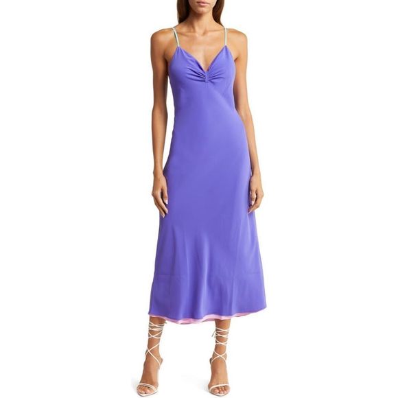 Le Superb Dresses & Skirts - Le Superbe Bessette Reversible Purple Pink Sleeveless Midi Slip Dress Size 4 NWT